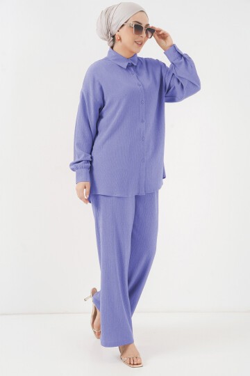 T5858 Örme Tesettür İkili Takım - Lila