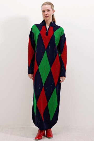 15839 Boydan Triko Elbise - Lacivert