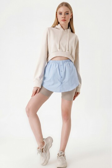 1888 Sweatshirt Ve Kazak Altı Gömlek Etek - Mavi