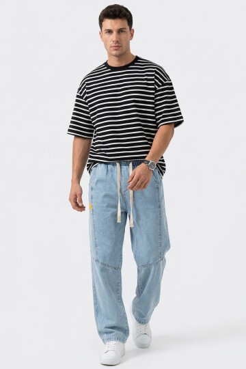 Erkek Rahat Kesim Baggy Jean Pantolon 30074 - Mavi