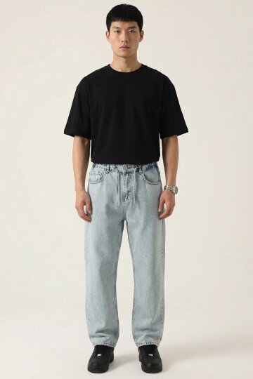 Erkek Rahat Kesim Baggy Jean Pantolon 30075 - Mavi