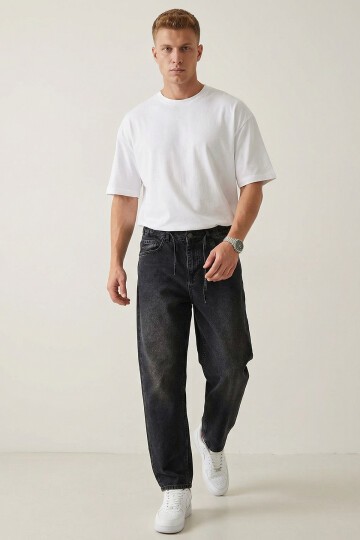Erkek Rahat Kesim Baggy Jean Pantolon 30075 - Siyah