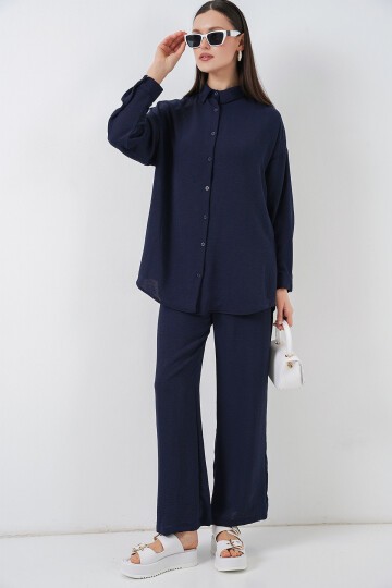 Kadın Gömlek Pantolon İkili Takım 30063 - Lacivert