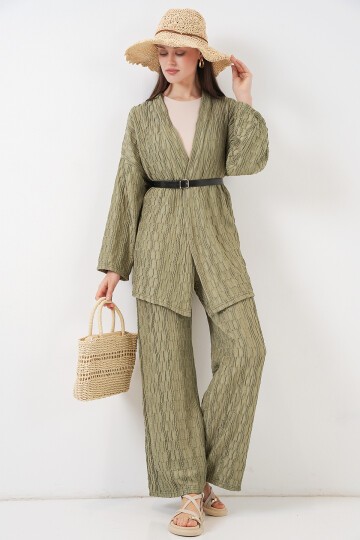 Kadın Kimono Pantolon İkili Takım 30078 - Çağla