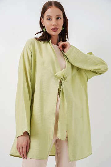 Kadın Salaş Bağcıklı Kimono 5981 - E.Yeşil