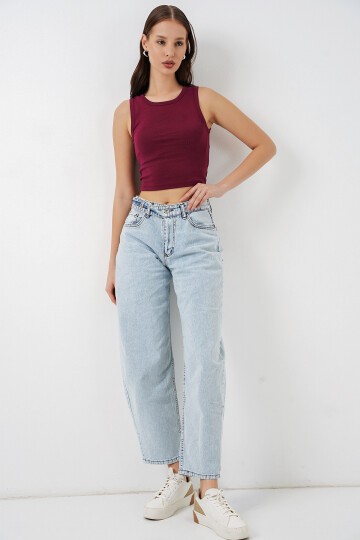 Kadın Yüksek Bel Kot Pantolon 30081 - Buz Mavi