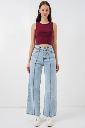 Kadın Yüksek Bel Kot Pantolon 30082 - Mavi