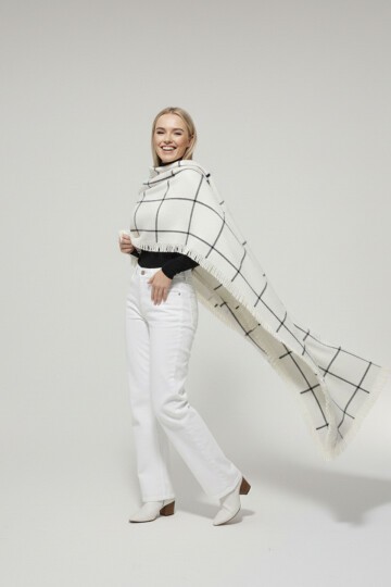 Kadın Yumuşak Dokulu Kalın Şal Atkı 15951 - Beyaz