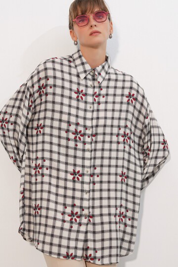 3900 Oversize Uzun Basic Gömlek - E.Siyah