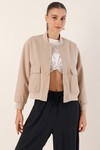Merterium 0688 Çift Cepli Bomber Ceket - Bej