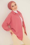 Merterium 103901 Oversize Basic Tesettür Gömlek - Gül Kurusu
