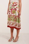 Merterium 1899 Desenli Midi Etek - Bordo