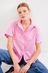 Merterium 20120 Oversize Kısa Kollu Gömlek - Pembe