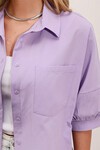 Merterium 20213 Oversize Kısa Kol Basic Gömlek - Lila