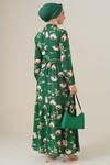 Merterium 2144 Hakim Yaka Tesettür Elbise - C.Yeşil