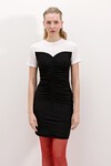 Merterium 2472 Büzgülü Mini Elbise - Siyah