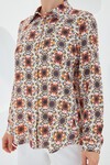 Merterium 3721 Grafik Desenli Gömlek - Turuncu