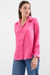 Merterium 3964 Hafif Dökümlü Saten Gömlek - Fuşya