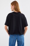 Merterium 4321 Cep Detaylı Oversize Tişört - Siyah