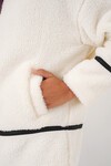 Merterium 5173 Astarlı Peluş Ceket - Ekru