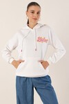 Merterium 55424 Nakışlı Oversize Sweatshirt - Beyaz