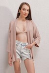 Merterium 5862 Örme Kimono - Bej
