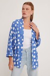 Merterium 5862 Örme Kimono - Mavi