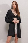 Merterium 5882 Salaş  Kimono - Siyah