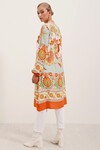 Merterium 5903 Desenli Viskon Elbise - Turuncu