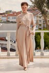 Merterium 7028 Uzun Tulum Elbise - Bej