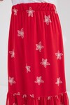 Merterium 8010 Desenli Şifon Etek - A.Kırmızı