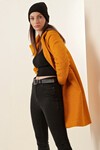 Merterium 9082 Oversize Kaşe Kaban - Hardal