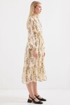 Merterium Bigdart 2137 Desenli Şifon Elbise - Krem