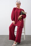 Merterium Kadın Ayrobin Tunik Pantolon Alt Üst Takım - Bordo