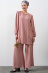 Merterium Kadın Ayrobin Tunik Pantolon Alt Üst Takım - Pudra