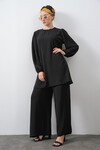 Merterium Kadın Ayrobin Tunik Pantolon Alt Üst Takım - Siyah