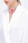 Merterium Kadın Beyaz Kruvaze Yaka Dökümlü Saten Bluz 0492