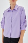 Merterium Kadın Kol Detaylı Lila Crop Gömlek 20246