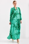Merterium Kadın Koyu Yeşil Viskon Tesettür Elbise 2423