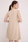 Merterium Kadın Mini Keten Elbise - Bej