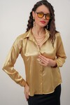 Merterium Kadın Saten Gömlek Geniş Beden Aralığı - Altın Sarısı