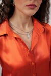 Merterium Kadın Saten Gömlek Geniş Beden Aralığı - Oranje