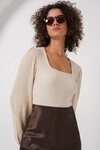 Merterium 0442 Uzun Kollu Bluz - Krem