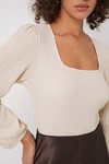 Merterium 0442 Uzun Kollu Bluz - Krem