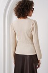 Merterium 0442 Uzun Kollu Bluz - Krem