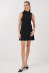 Merterium 15906 Sıfır Kol Mini Triko Elbise - Siyah