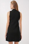 Merterium 15906 Sıfır Kol Mini Triko Elbise - Siyah
