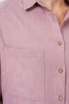 Merterium 20126 Oversize Keten Gömlek - Gül Kurusu