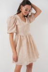Merterium 2529 Fistolu Kısa Elbise - Bej