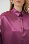 Merterium 3985 Oversize Saten Gömlek - Koyu Lila